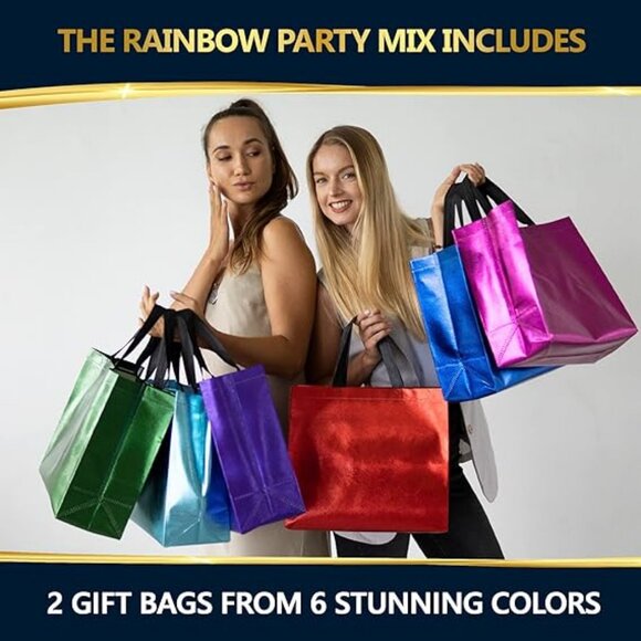 Mix Color Gift Bags Large Size – Set of 12 Reusable Gift Bags From Six Vibrant - Picture 2 of 5